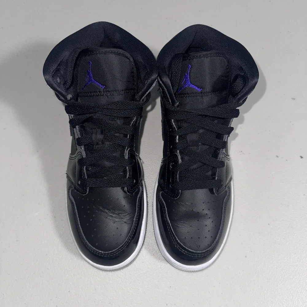 Air Jordan 1 Size 5.5Y Mid SE 'Space Jam'  Sneakers Glossy Patent Leather Casual